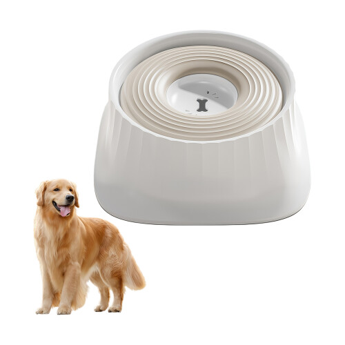 Automatic Adjustable Floating Pet Water Dish Spill Proof-White
