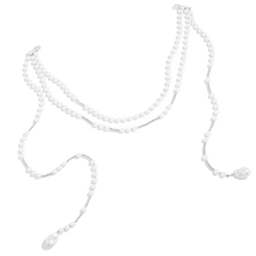 Multifunctionele parels kwastjes broche ketting-1 witte k