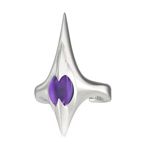 Edgy Punk Dark Style Spiked Ring Featuring-white purple.