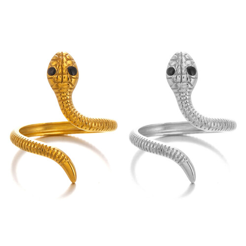 Serpentines Adjustable Rings Stainless Steel Crafted-Gold 1