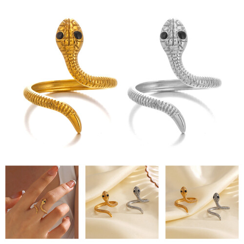 Serpentines Adjustable Rings Stainless Steel Crafted-Gold 2