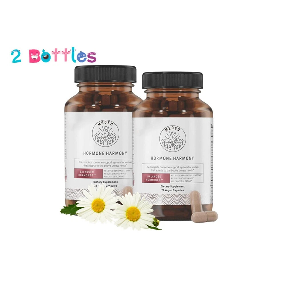 (2 bottles (144 capsules)) 1-2X Hormone Harmony Balanced Hormonal Support for Menopause, Weight & Mood Swing