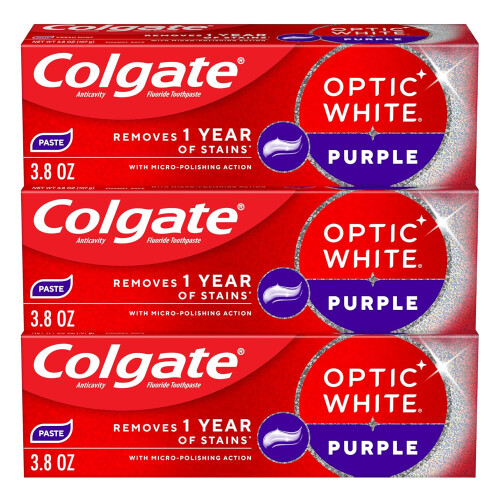 Colgate Colgate Optic White Purple, Mint, 3.8 OZ, 3 Pack