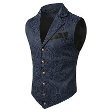 Elegant Gothic Waistcoat Men's Medieval Costume-L Navy Blue