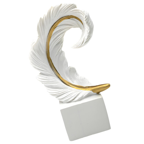 Feathered Shape Home Accent With Detailed Carving-White single