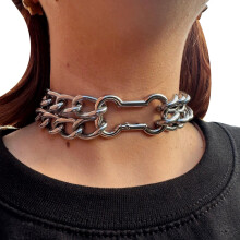 Colier claviculă cu lanț osos, unisex, din aliaj