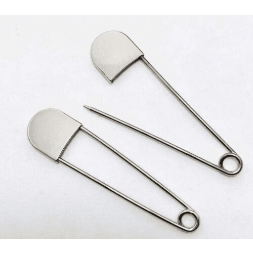 Kraftige sikkerhedsnåle 7,5 cm rustfrit stål, 2-pak