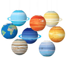 8Planet papirlanterner, solsystemdekor for barn