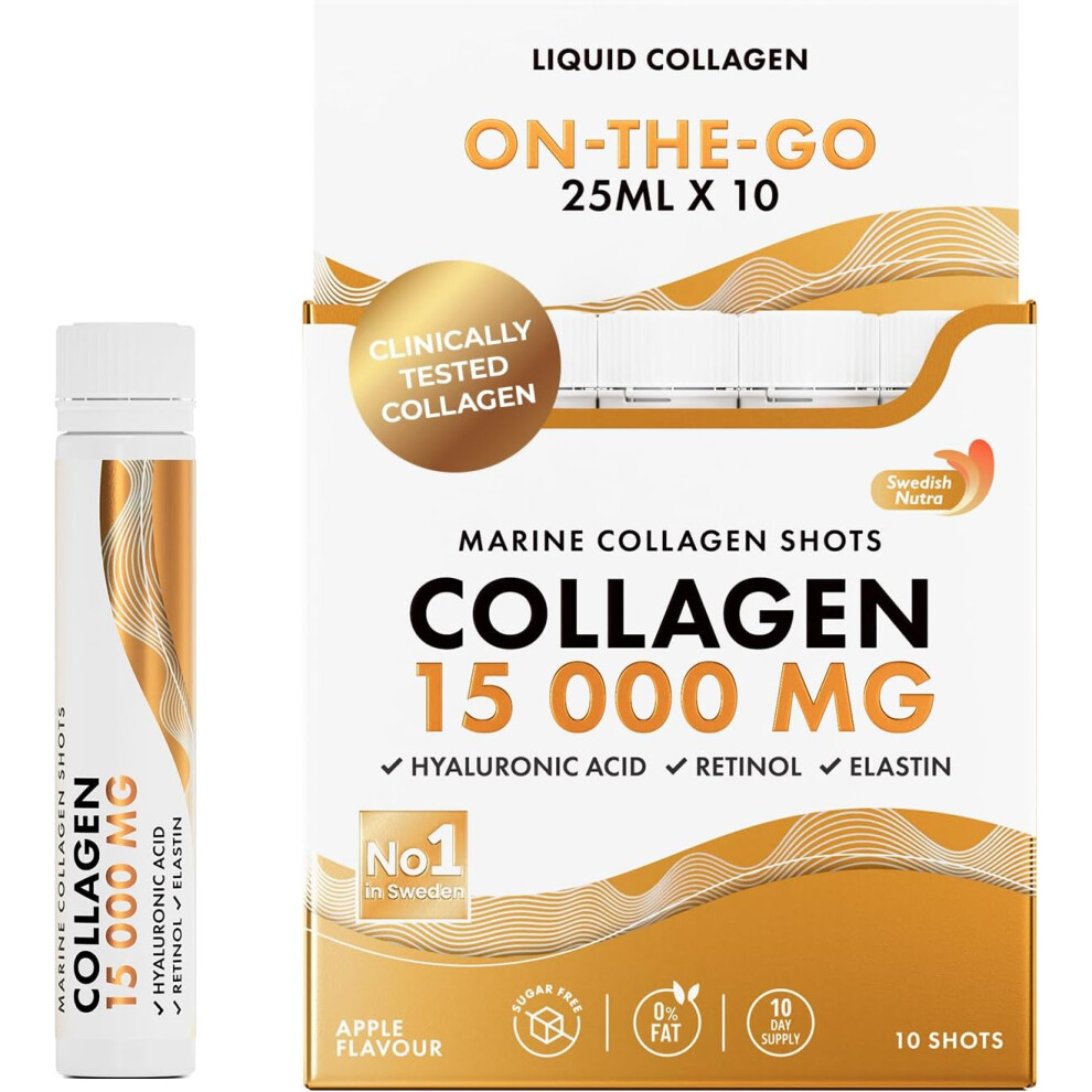 Swedish Nutra Liquid Marine Collagen Shots 15000Mg 10 X 25Ml