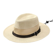 Sombrero de paja Fedora de ala ancha para el sol, color beige, talla única.