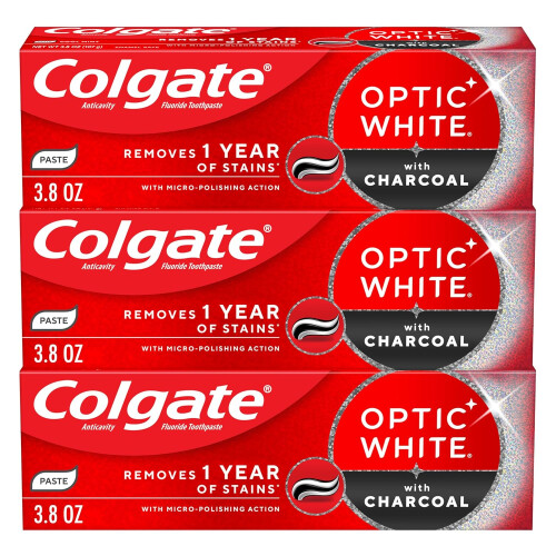 Colgate Colgate Optic White with Charcoal, 3 Pack 3.8 OZ