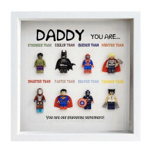 (White, Family 4) Superhero Photo Frame Wall Artwork Retro Cartoon Character Family Decoration