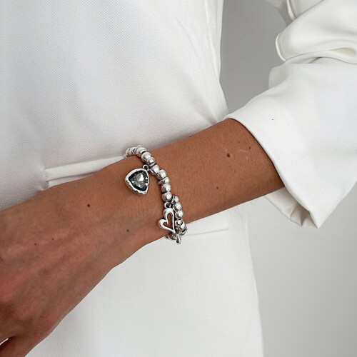 Robustes Armband aus Legierung und Acryl, schwarzer 1