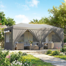Outsunny 3 x 6 m Pop Up Gazebo, UPF50+ Wedding Party Tent Marquee, Dark Grey