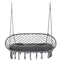 Two-Seater Boho Macrame Hammock Swing - Grey