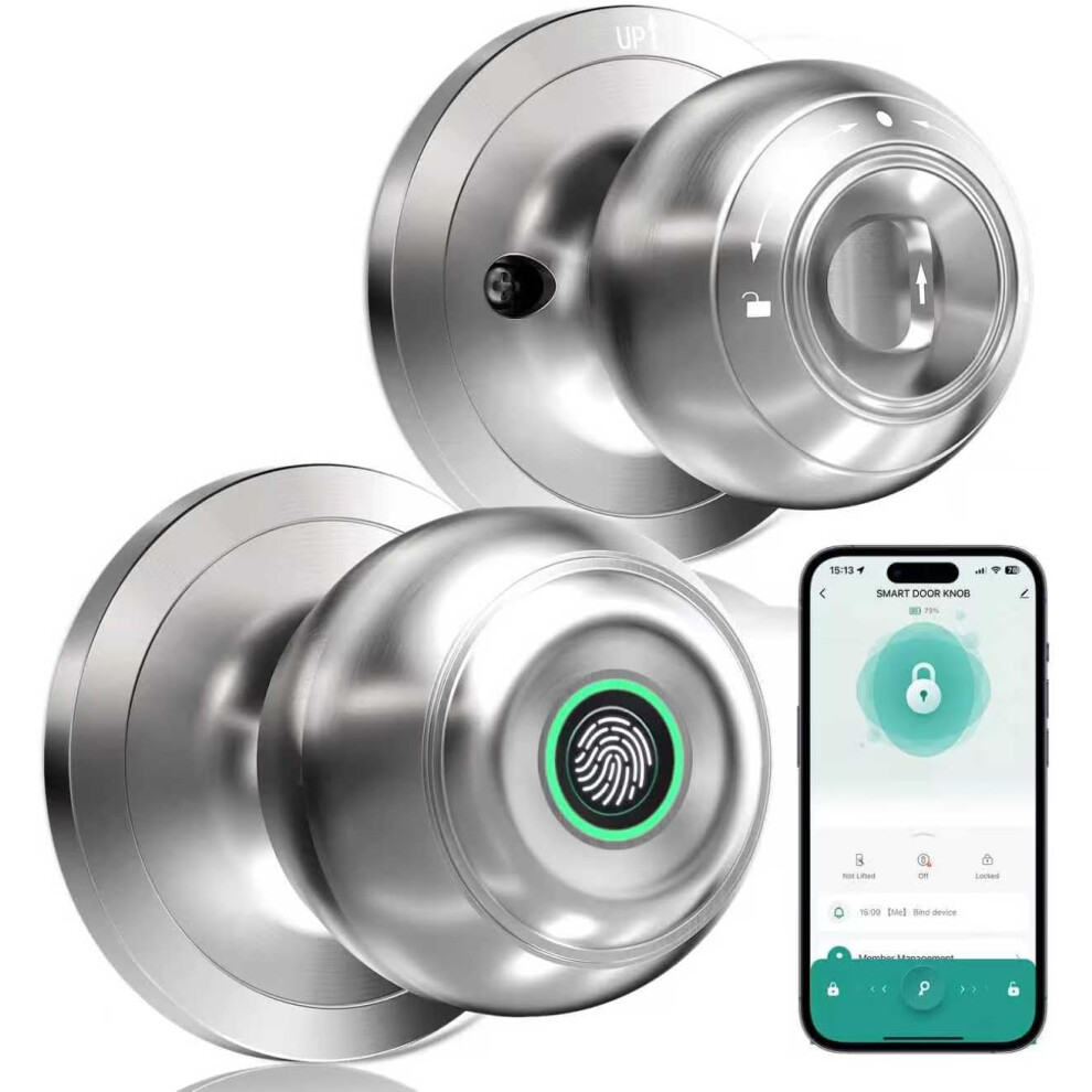 Fingerprint Door Lock Keyless Entry App Control For Home Apartment Silver 8784498842893