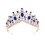 Fascia per capelli da sposa con corona e strass blu e oro per donna 4