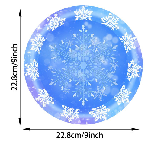 23 cm blå snöflingepapperstallrikar (20-pack) 2