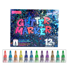 Glitter Markers With Smooth Inks Flow For-12 Colors/Box
