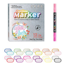 Colorful Outline Marker Pen Set Metallic Glitter Pens Double