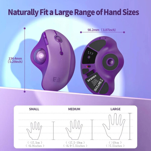 Bluetooth Wireless Trackball Mouse Ergonomic, Multi-Device, Rechargeable Mouse 2