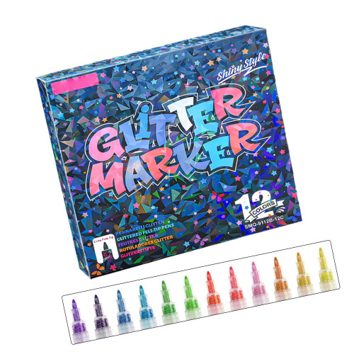 Sparkling Highlighter Marker Pen 0.7mm Fine Point-12 Colors/Box