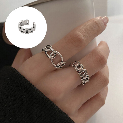 Adjustable Open Ring with Irregular Line Wrap for Women-B 2