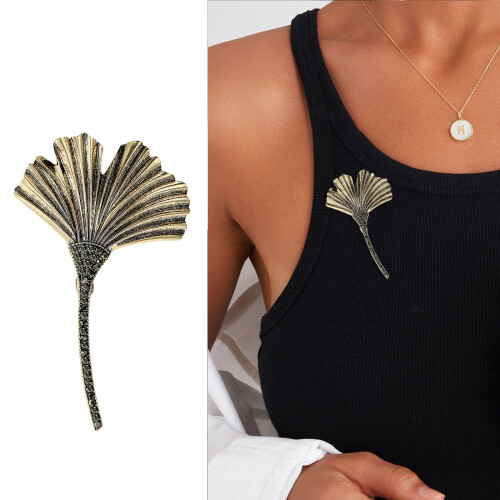 Fashion Brooch Beautiful Leaf Shaped Pattern Corsage-Silver 2