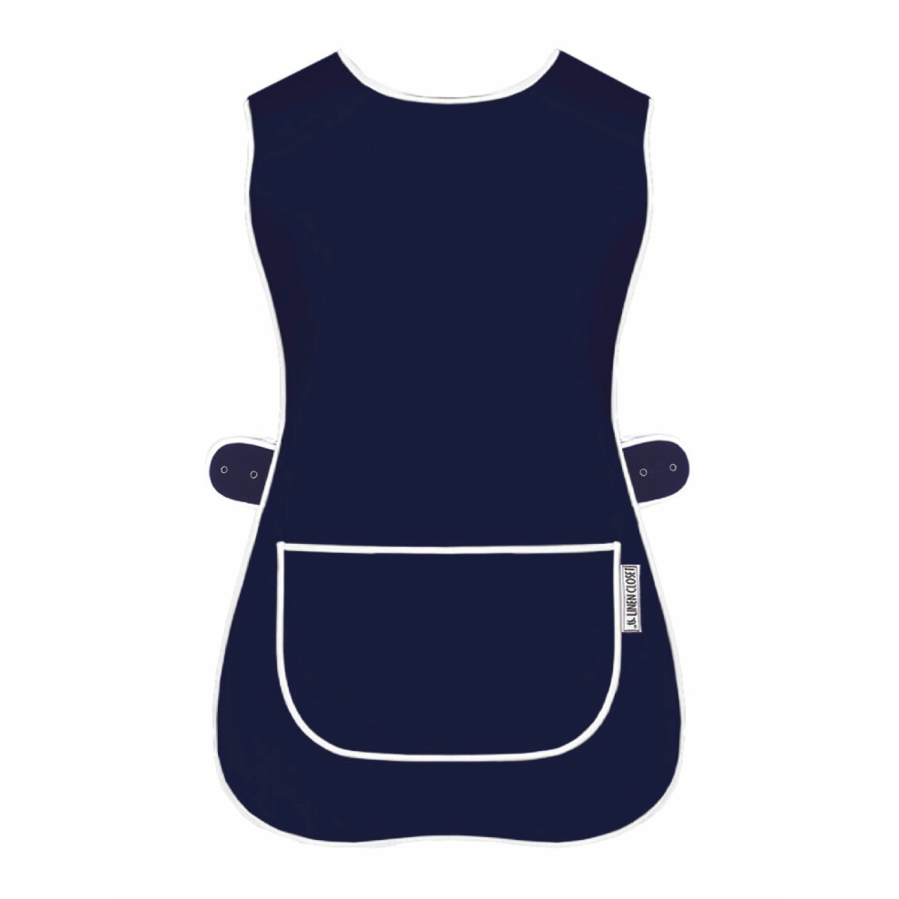(S, Navy) Ladies Work Tabard Aprons Women Men Catering Cleaning Kitchen 5061001950126
