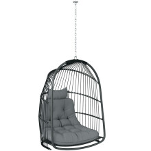 Hanging Egg Chair Folding Rattan Garden Swing Seat with Ceiling Mount Kit Grey