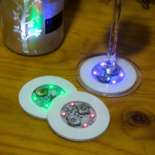 5PCS LED Coaster Light-Up Bottle Stickers Lights Lamps E 2