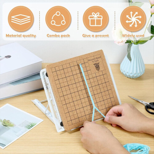7x7 inch macrame board set. Macrame board and adjustable metal stand. 1
