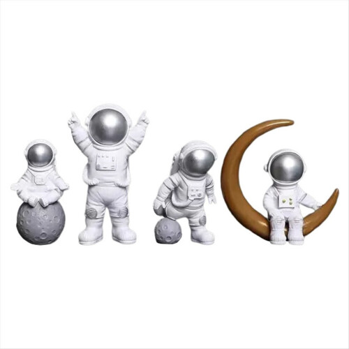 4 Stück Astronautenfigur Statue Figur Silber 2