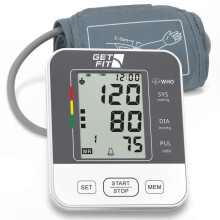 Digital Blood Pressure Monitor with Adjustable Cuff, LCD Display for Home Use, Pulse Rate Tracking Function 35-52cm Grey