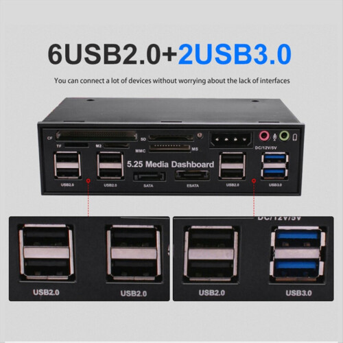 5.25-inch media dashboard with USB 2.0/3.0 E multi-card reader for desktop PCs 1