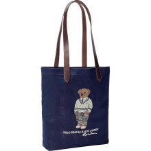 Ralph Lauren Mens Tote Bag Polo Bear Twill Shopper Leather Handle