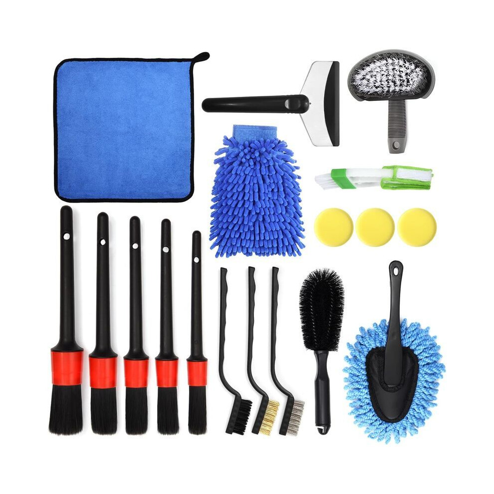 18Pcs Car Wash Cleaning Kit With Wash Mitt Sponge Towels, Tire Brush Tool Set, Interior Exterior Car Care Detailing Set 9027480477734