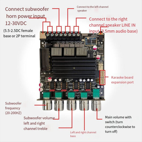 -APTX1 BT Digital Amp 2.1CH BT Amp Board 100W+100W+200W. A 1