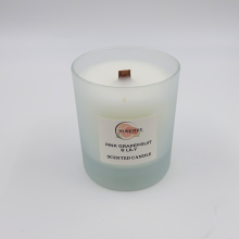 Woodside Home Fragrance Wooden Wick Glass Scented Candle - Pink Grapefruit & Lily