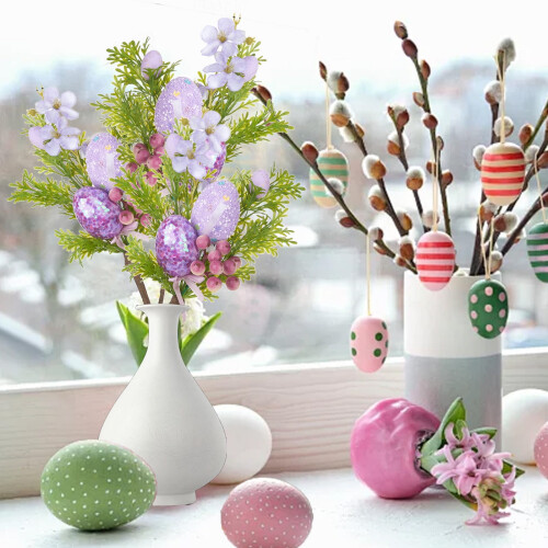Easter Floral Picks Artificial Stems with Eggs and Berries 1
