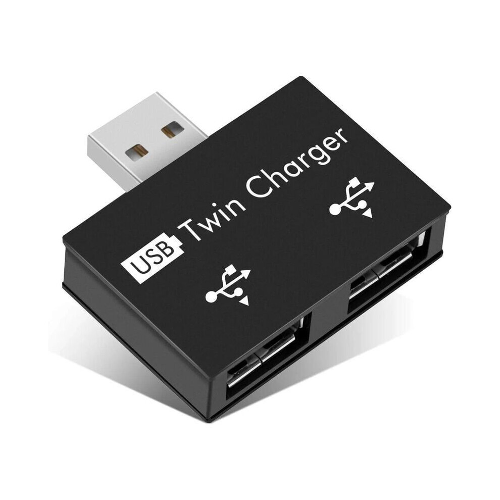 2X Usb2.0 2 Ports, Portable 2 Port Usb Hub, Male To Dual Usb Female Adapter For Laptops Desktops(Black) Black 9027480465090