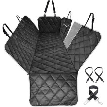 Dog Car Seat Covers, Rear Back Seat Protector with Viewing Window, Waterproof Bench Seat Cover (147 x 137cm) Black