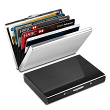 Stainless - Card holder with compartment - Protects RFID - wallet metal_Black/Black