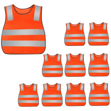 Set van 10 reflecterende veiligheidsvesten voor kinderen met elastische band, fietsvest, hoge zichtbaarheid, neonvest
