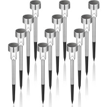 LED Solar Lights compatible Garden 12 pieces stainless steel waterproof solar lamp Ideal compatible outdoors, terrace, lawn, garden, backyards