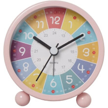 Educational Alarm Clock compatible Kids Learning Time, Silent Non-Ticking Decorative Clock compatible Classroom or Bedroom Pink
