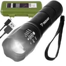 Powerful RU-CREE LED T6 Flashlight with Rechargeable Battery Black_Super Gift_Black/Black_Surprise Gift