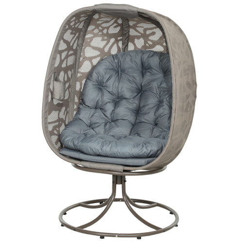 Swivel Egg Chair with Cushions, Foldable