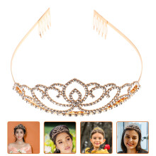 Diadema da donna rosso e oro con cristalli e strass.