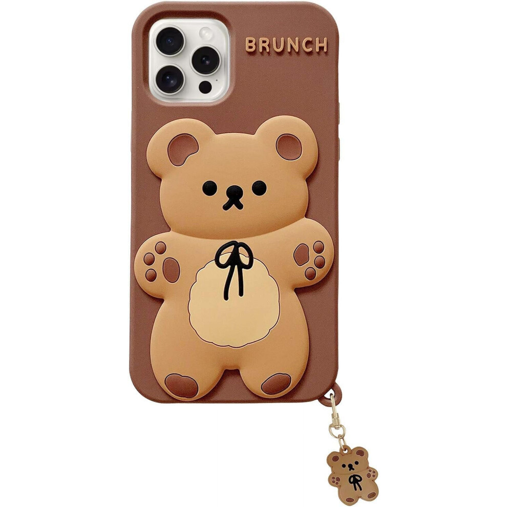 Cute 3D Bear Silicone Phone Case For Iphone 15 Plus 9384370315362